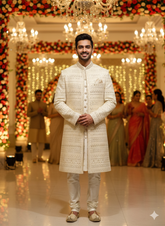 Lyte Club Mens Indo Western Iw-2076 Cream