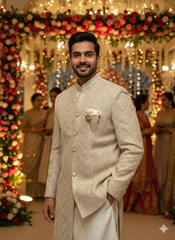 SANJOG MENS INDO WESTERN I/W2050 FAWN