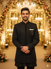Midnight Luxe: The Contemporary Textured Sherwani