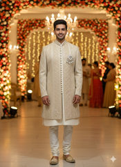 SANJOG MENS INDO WESTERN I/W2050 FAWN