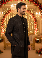 BLUE STAGE MENS INDO WESTERN IW/25630 BLACK