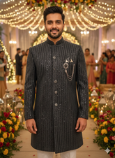 Cinematic Elegance: The Sequin Bandhgala At A Grand Indian Wedding