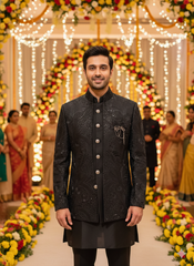 BLUE STAGE MENS INDO WESTERN IW/25630 BLACK