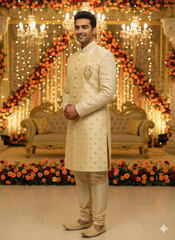 Lyte Club Mens Indo Western Iw-2076 Cream