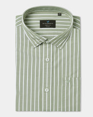 Blackberry Green Stripe Hamber men's casual shirt with button-up front and long sleeves, featuring a stylish green stripe pattern.