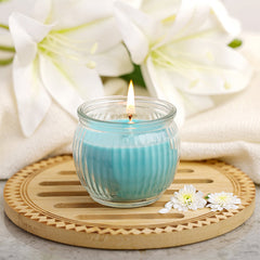 Iris Homefragrances Ribbed Jar Candle- 110g - Fragrance Cool Blue (Set of 2)