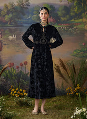 Eve Black Zari Embroidered Ladies Velvet Dress