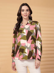 Gipsy Olive Abstract Printed Rayon Shirt