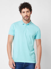 Men Slim Fit Blue Polo T-Shirt
