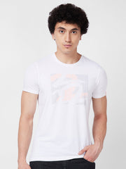 Men Round Neck Half Sleeves White T-Shirt