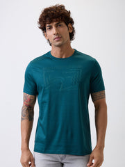 Men Blue Slim Fit Casual T-Shirt