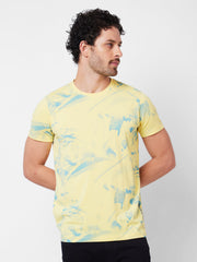 Men Round Neck Half Sleeves Yellow T-Shirt
