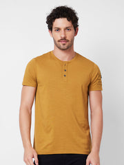 Spykar Mens T-Shirt H/S Mktft1Bd186 Camel Khaki
