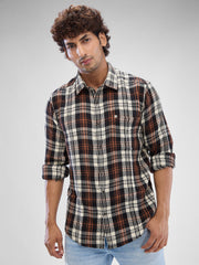 Spykar Mens Casual Shirt F/S Mshcs2Bd021 Friar Brown