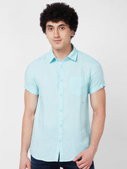 Spykar Mens Casual Shirt F/S Mshsos1Bd194 Bleached Aqua