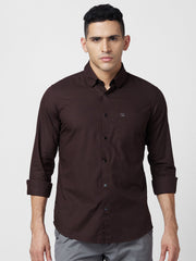 Spykar Mens Casual Shirt F/S Mshsos1Bd263 Coffee Brown