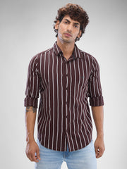 Spykar Mens Casual Shirt F/S Mshst2Bd180 Coffee Brown