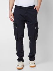 Spykar Mens Casual Trouser Mtrcg1Bd016 Navy Blue