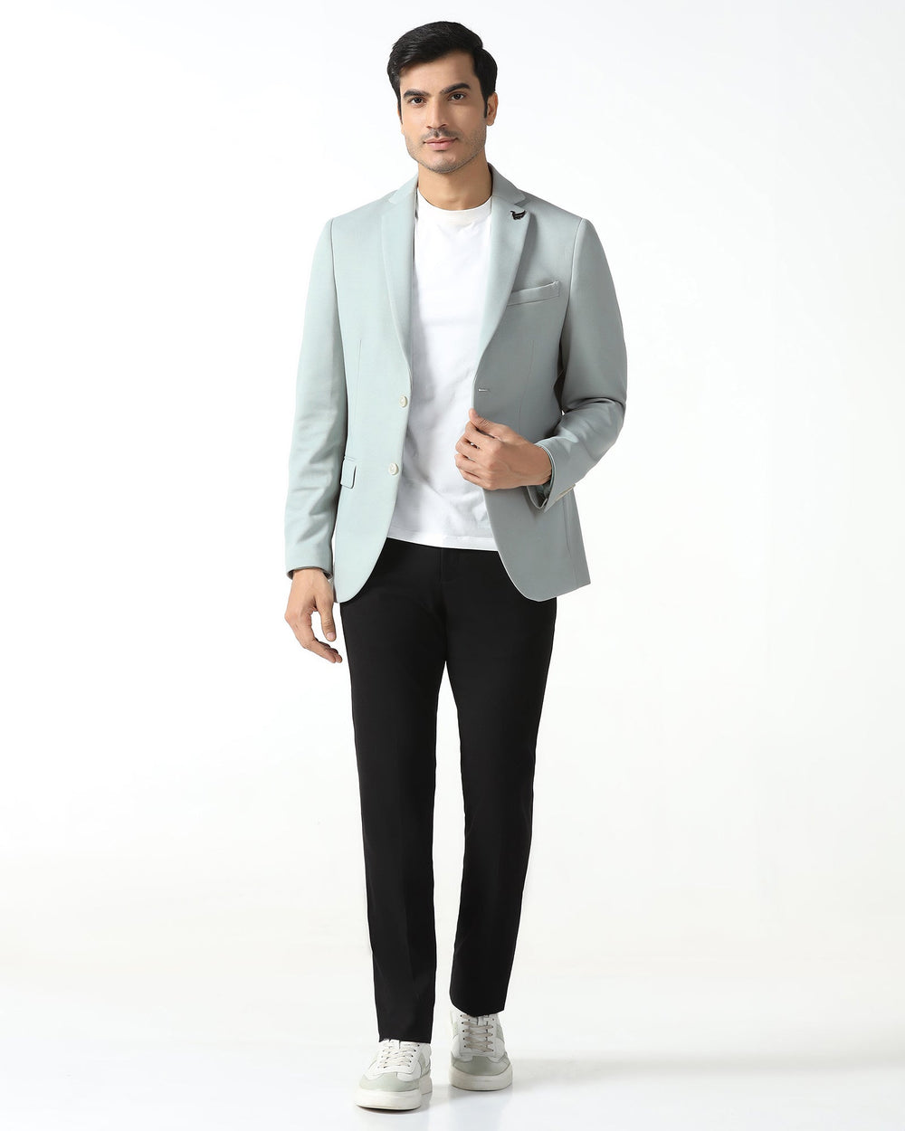 Blackberry men's mint textured casual blazer, winterwear, stylish blazer with a tailored fit and classic design.