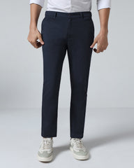 Navy solid Khaki Hemlock casual men's trousers from Blackberry, shown on a model with a relaxed fit and classic style.