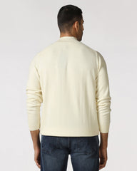 Blackberry men's off-white pullover sweatshirt with high neck and solid design, ideal for winter wear.