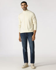 Off-white high neck pullover sweatshirt for men by Blackberry, featuring a solid design and cozy winter wear style.