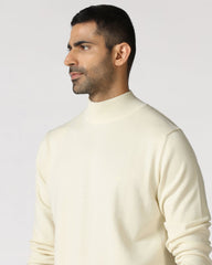 Off-white high neck pullover sweatshirt for men by Blackberry, featuring a solid design and comfortable fit.