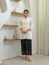 White Solid Cotton Tunic With Schiffli Work