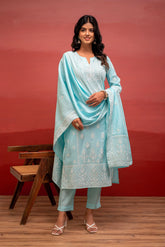 Juniper Ladies Western Kurti 3Pcs Set P1445Skyblue Skyblue