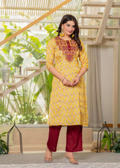 Juniper Ladies Western Kurti 2Pcs Set P1564 Yellow