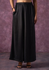 Solid Black Flared Palazzo Pants