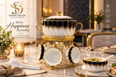 Lyte Club Premium Ceramic Serving Bowl Set with Gold Stand