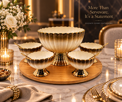 Lyte Club Elegant Gold Rim Serving Bowl Set