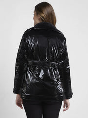 Women Black Regular Fit Casual Jackets