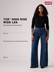 Women'S 728 Dark Blue Flared Fit High Rise Jeans