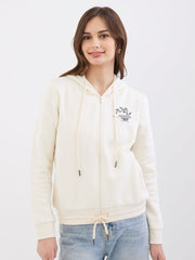 Spykar New Off White Relaxed Fit Casual Sweatshirts For Women