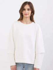 Women New Off White Relaxed Fit Casual Sweatshirts