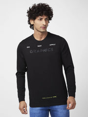 Spykar Mens Sweat Shirt F/S Msslgt2Bc048 Black