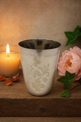 Silver Queen Household Steel Glass Floral Glass