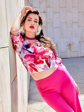 Madame Pink Floral Wrap-Around Crop Top