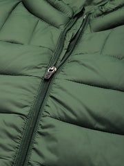 Men'S Quilted Green High Neck Puffer Jacket