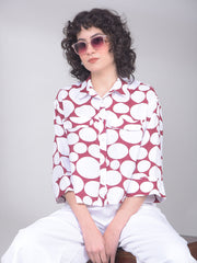 Maroon Printed 100% Cotton Shirt