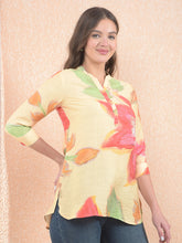 Red Floral Print V-Neck Top