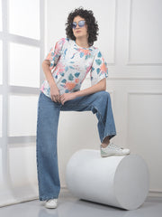 Orange Floral Print Top