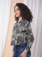 Tropical Vibes Printed Green Shirt