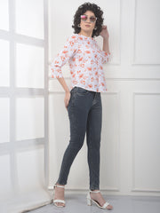 Red Floral Print Top