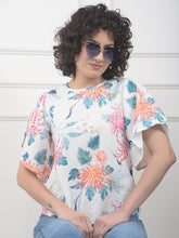 Orange Floral Print Top