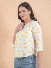 Orange Floral Print Top