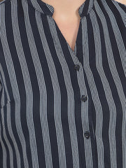 Striped Black V-Neck Shirt