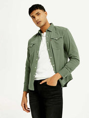 Men'S Solid Overdyed Slim Fit Shirt